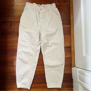 Zara white paper bag jeans